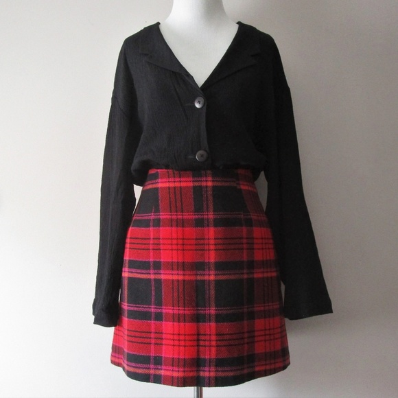 Dresses & Skirts - Vintage Maggie Lawrence 90s Plaid Mini Skirt Wool Lined Micro Mini Skirt